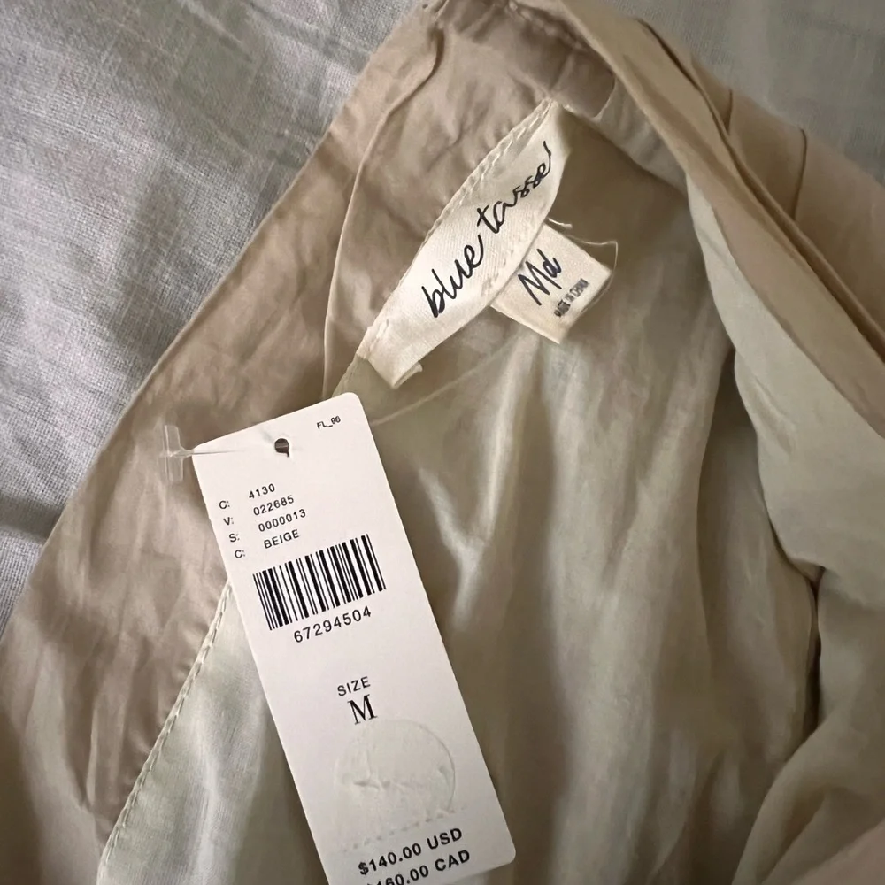 Anthropologie blue tassel Sleeveless Poplin Mini Dress - Picture 6 of 7